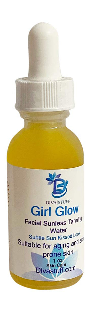 Girl Glow Facial Sunless Tanning Water With Hyaluronic Acid, Vitamin C and Lavender, Safe For All Skin Types, By Diva Stuff